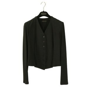 Donna Karan Collection Buttoned V-neck Lightweight Wool Blend Blazer Jacket 8